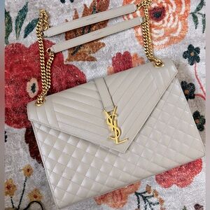 YSL Medium Envelope in Matelasse Lambskin Purse